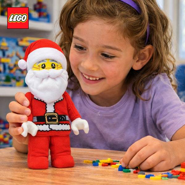 Manhattan Toys LEGO Santa Plush Character Toy, Soft Collectible Holiday Doll for Kids, Festive Room Decor, Gift for Boys & Girls, Stuffed Figure, 23.9 cm