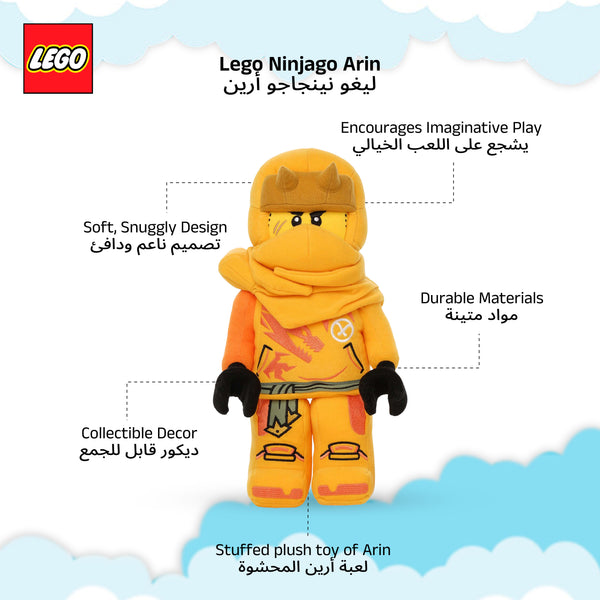 Manhattan Toys LEGO Ninjago Arin Plush Character Toy, Soft Collectible Ninja Doll for Kids, Bedroom Decor, Gift for Boys & Girls, Stuffed Figure, 17.8 cm