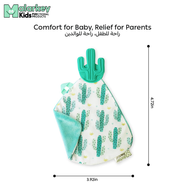 Teething Blanket for Babies | Soft Silicone Teether | Cactus Design | BPA-Free & Safe | Machine Washable | 25 x 25 x 3 cm | Suitable for 3-12 Months - MB02CC