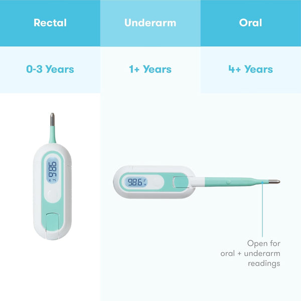 Frida Baby 3-in-1 True Temp Digital Thermometer for Fevers: Babies & Kids (Rectal, Underarm + Oral)