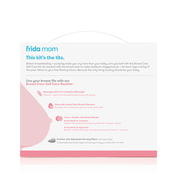 Frida Mom Breast Care Self Care Kit - Includes 2-in-1 Lactation Massager, Instant Heat Breast Warmers, Breast Mask for Hydration, Breast Mask for Lactation - 9 Piece Set - Live your Breast Life