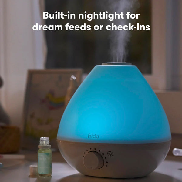 Frida Baby 3-in-1 Cool Mist Humidifier for Baby with Diffuser + Nightlight, Baby Humidifier for Bedroom, Nursery + Large Rooms, Quiet, Auto Shut Off, Runs +24hrs