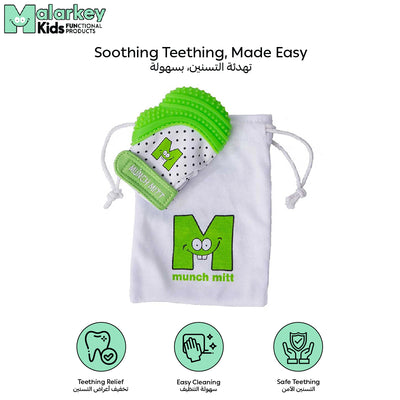 Munch Mitt Teething Mitt | Soft Silicone Baby Teething Glove | Adjustable Strap | Machine Washable | 3M+ | Product Dimensions: L 8 x B 2 x H 10.5 cm - MM06GT