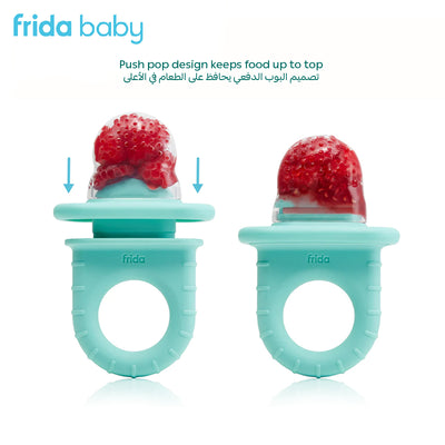 Push Pop Baby Food Feeder – Set of 3 – For Fresh & Frozen Fruits, Veggies & Purées – Safe Silicone Pacifier Feeder for Teething Relief – BPA-Free – 4+ Months
