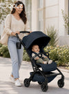 Lightweight Aer2 Baby Stroller with Bumper Bar & Cup Holder | Easy Fold One-Hand | Newborn to Toddler Travel Buggy | Comfortable Reclining Seat | 83×45×105 CM - Navy Blue