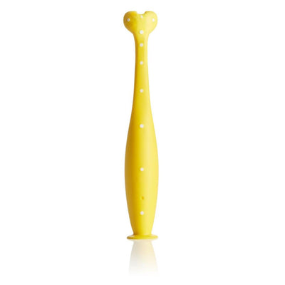 Frida Baby Training Toothbrush | Toddler Toothbrush for 18-24 Months, Easy-Grip Handle, Triple Angle Bristles, Soft Toothbrush Bristles, Stay-Put Suction Cup | Yellow