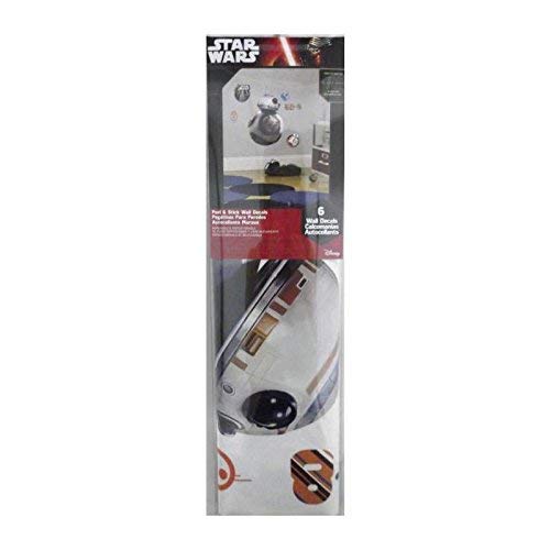 Star Wars Bb 8 Peel and Stick Wall Decals | Removable Repositionable Stickers | Easy Damage-Free Wall Art for Kids Bedroom Nursery Playroom