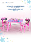 Minnie Mouse Kids Table & Chair Set with Storage Basket | Activity Study Craft Table for Girls | Pink Design | Durable Wood Build | 65.9x65.5x8.9 CM | Ages 3+