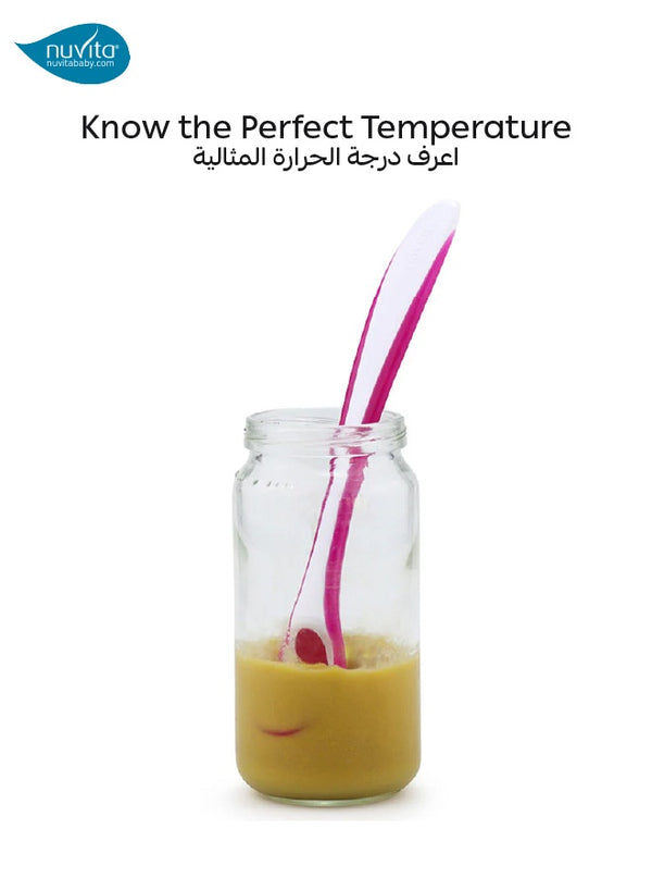 Set of 2 Thermosensitive Spoons | Easy Eating | Colour Changing | Long Handle | Suitable for Liquids | Ideal for Baby Food | BPA-Free | 37°C Temperature Indicator | pink
