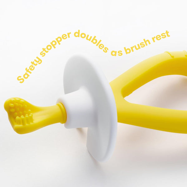 Frida Baby Training Toothbrush for Babies with Soft Silicone Bristles, Yellow
