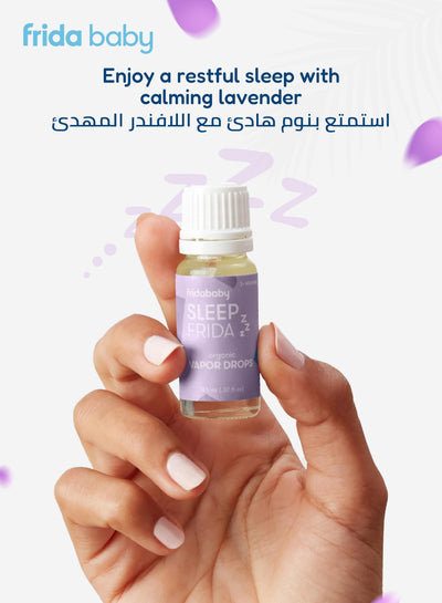 Sleep Frida Vapor Drops - Organic Lavender Essential Oil for Bath & Diffuser, Soothing Calming Vapors for Baby Relaxation & Bedtime, 9.5ml