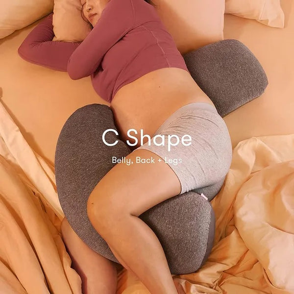 Frida Mom Pregnancy Pillow, Body Pillow, Cooling Pillow, Adjustable for Comfortable Sleep and Pregnancy Belly Support, Back Support, and Leg Support, Gray