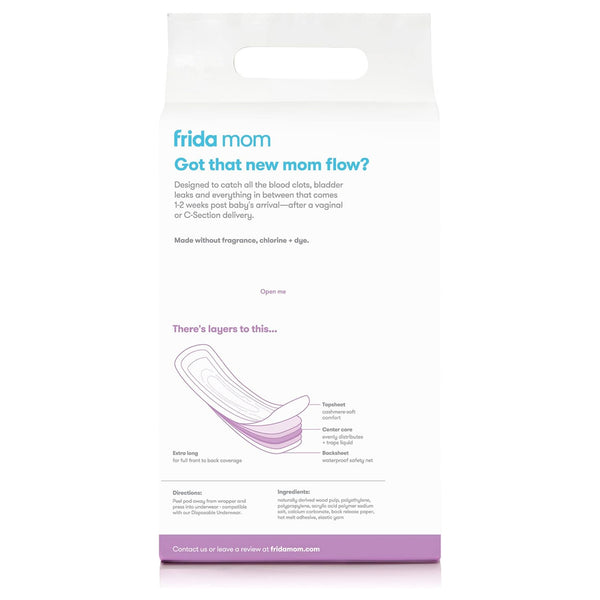 Frida Mom Postpartum Pads - Leak-Proof Maxi Pads with 6 Layers of Protection - Maximum Absorbency (18ct)