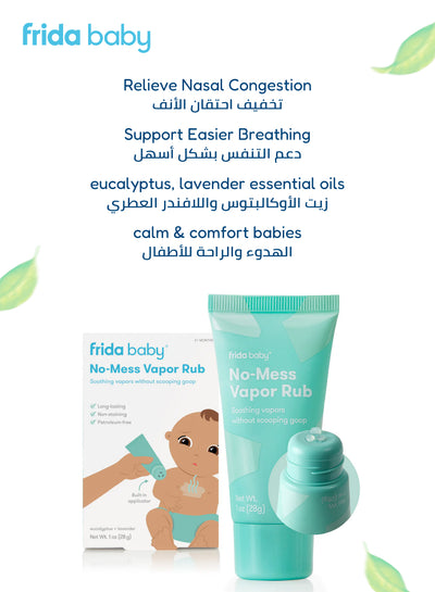 No-Mess Vapor Rub for Babies | Soothing Eucalyptus & Lavender | Made in USA | Petroleum-Free | Built-in Applicator | 28g Tube | Long-Lasting Comfort | Non-Staining