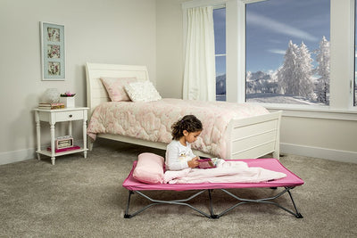 Regalo My Cot Portable Toddler Bed (Pink) – Foldable Travel Cot, Lightweight & Sturdy Frame, No-Setup Design, Indoor & Outdoor Use, Perfect for Sleepovers & Camping