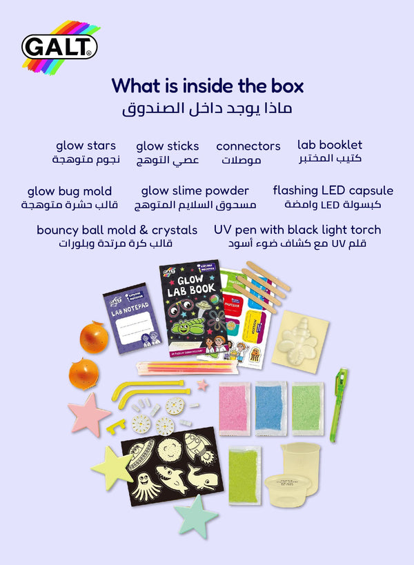 Glow Lab Science Kit for Kids | 6+ Years | Fun Experiments with Glow Sticks | UV Pen | Make Flashing Bouncy Ball | 24-Page Lab Book | 31x7.2x22 cm