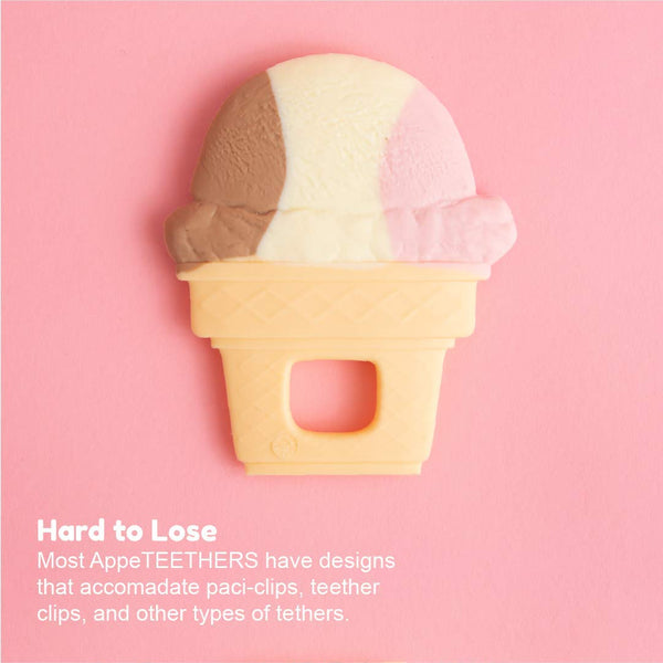 Novelty Baby Teether Neapolitan Ice Cream Design | 100% Food-Grade Silicone Teething Toy | BPA-Free Soothing Gum Massager for Infants | Funny Photo Prop Gift | 3+ Months |(Neapolitan Ice Cream Design)