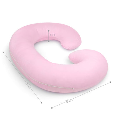 PharMeDoc Pregnancy Pillows, C-Shape Full Body Pillow – Jersey Cover Pink – Pregnancy Pillows for Sleeping – Body Pillows for Adults, Maternity and Pregnancy Pillow