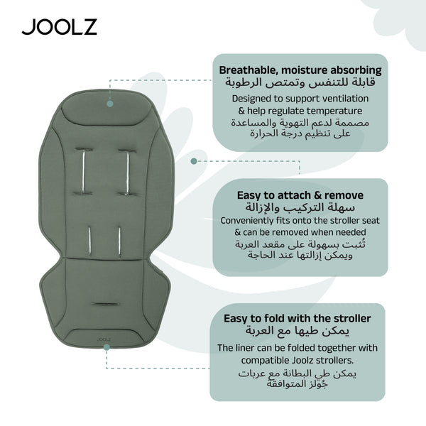 Breathable Stroller Seat Liner | Cooling 3D Mesh & Soft Bamboo Viscose | Reversible Padded Cushion | Machine Washable | Fits Aer2, Day5 & Geo | Folded 42 x 14 cm | Forest Green