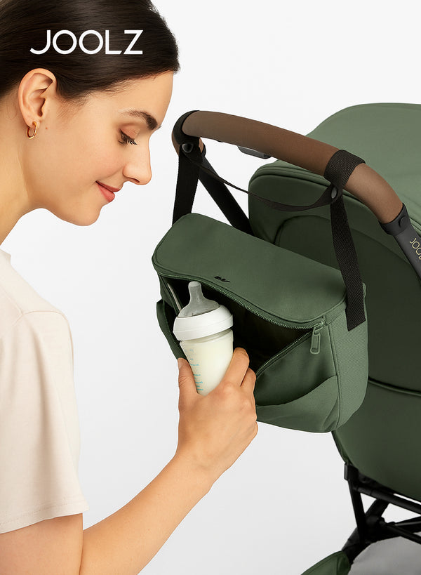 Compact Baby Stroller Organiser | Easy to Attach | Extra Storage for Diapers, Bottles, Toys | Secure Zipper Closure | Compatible with Joolz GEO/AER/HUB/Day |  30 x 10 x 15 cm Forest Green