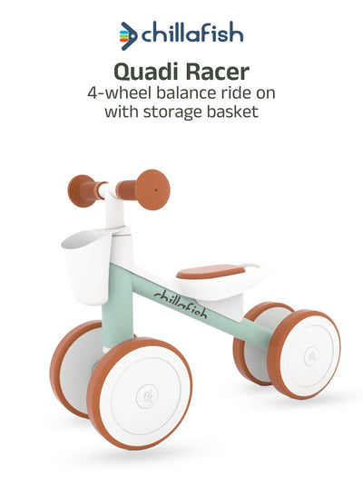 Quadi Racer Breeze Blue Kids 4-Wheel Ride-On Toddler Car | Storage Basket | Steering Limiter | Silent Wheels | 1-3 years