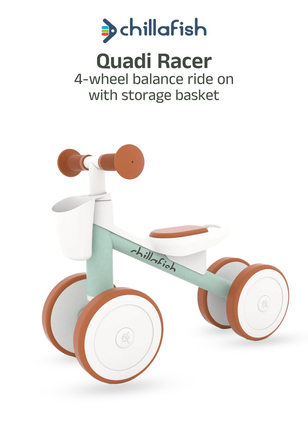 Quadi Racer Breeze Blue Kids 4-Wheel Ride-On Toddler Car | Storage Basket | Steering Limiter | Silent Wheels | 1-3 years
