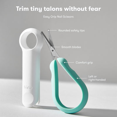Fridababy Baby Grooming Kit by Fridababy (Includes Finger Brush with Storage Stand, Hair Brush with Case Styling Hair Comb, Easy Grip Nail Scissors with Nail File and Case)