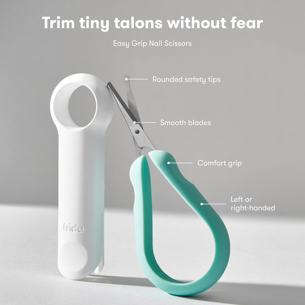 Fridababy Baby Grooming Kit by Fridababy (Includes Finger Brush with Storage Stand, Hair Brush with Case Styling Hair Comb, Easy Grip Nail Scissors with Nail File and Case)