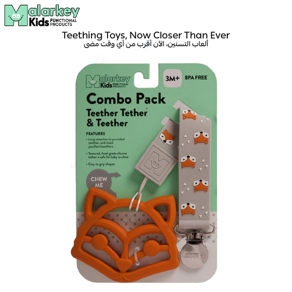 Teether - Fox Design | Food-Grade Silicone | BPA, Phthalate & Latex-Free | Easy Grip | For Babies 6 Months+ | Clip & Loop Compatible | 34 x 8 x 1 cm - TTT01F
