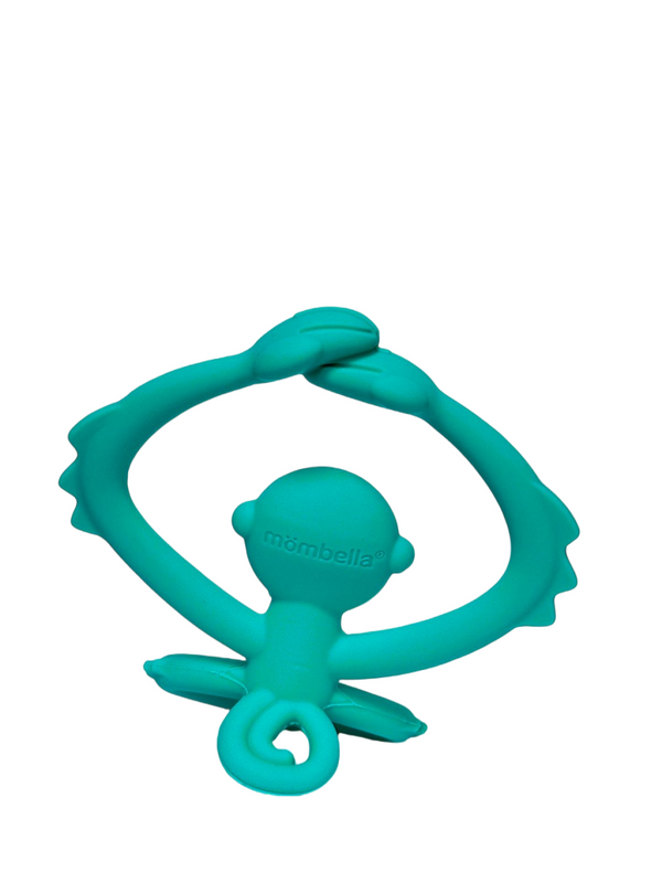 Mombella Hugging Monkey Teether Toy for Babies 5+ Months – BPA-Free, Soft Silicone, Safe & Fun Design for Teething Relief, Easy-Grip, Ideal Gift - Aqua Green