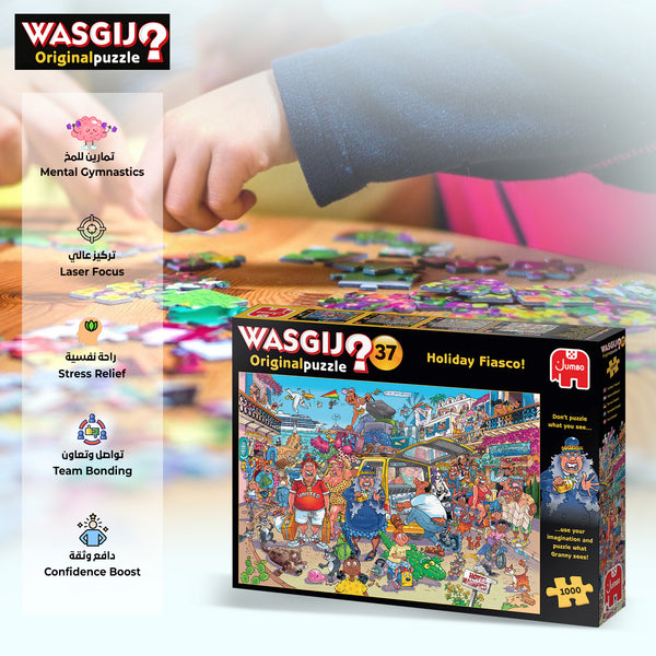 Wasgij Original 37: Holiday Fiasco Puzzle | 1000 Pieces | Challenge Your Imagination | Eco-Friendly Recycled Cardboard | Unique Twist on Jigsaw Puzzles | 68 x 49 cm