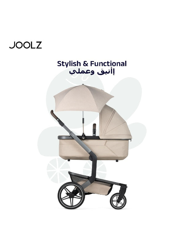 Universal Baby Stroller Parasol UPF50+ Sun Protection | Adjustable Flexible Arm Clip-On Umbrella | Sandy Taupe | Fits Multiple Strollers | Lightweight Shade 30 CM - Sandy Taupe