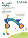ItsiBitsi Blocks Light Blue & Orange Toddler Ride-On Car with Building Blocks | Steering Limiter | 4-Wheel Base | 1-3 years
