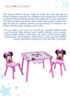 Minnie Mouse Kids Table & Chair Set with Storage Basket | Activity Study Craft Table for Girls | Pink Design | Durable Wood Build | 65.9x65.5x8.9 CM | Ages 3+