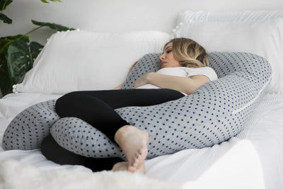 PharMeDoc Pregnancy Pillow, U-Shape (Jersey Grey Stars Pattern, Detachable) Full Body Pillow and Maternity Support for Back, Hips, Legs, Belly for Pregnant Women, Jersey Grey Stars
