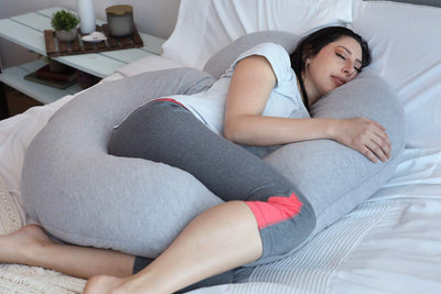 PharMeDoc Pregnancy Pillows, C-Shape Full Body Pillow – Jersey Cover Dark Grey – Pregnancy Pillows for Sleeping – Body Pillows for Adults, Maternity and Pregnancy Pillow
