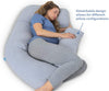 PharMeDoc Pregnancy Pillow, U-Shape (Jersey Grey, Detachable) Full Body Pillow and Maternity Support for Back, Hips, Legs, Belly for Pregnant Women, Jersey Grey