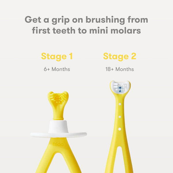 Fridababy Grow-with-Me Training Toothbrush Set | Infant to Toddler Toothbrush Oral Care for Sensitive Gums Combo Pack by Frida Baby