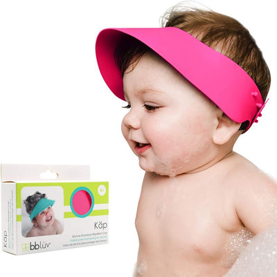 BBLUV Käp Silicone Shampoo Repellent Cap – Pink | Adjustable, Soft & Waterproof Bath Visor for Babies & Toddlers | No More Tears, Protects Eyes & Ears