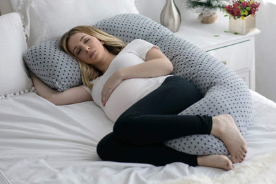 PharMeDoc Pregnancy Pillow, U-Shape (Jersey Grey Stars Pattern, Detachable) Full Body Pillow and Maternity Support for Back, Hips, Legs, Belly for Pregnant Women, Jersey Grey Stars