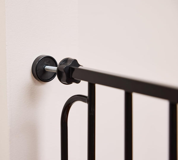 Regalo Easy Step 49-Inch Extra Wide Baby Gate – Includes 4" & 12" Extension Kit, Pressure & Wall Mount, Walk-Through Design, Safety for Doorways & Stairs – Black