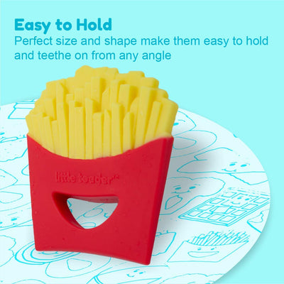 Novelty Baby Teether French Fries Design | 100% Food-Grade Silicone Teething Toy | BPA-Free Soothing Gum Massager for Infants | Funny Cute Photo Prop Gift | 3+ Months |(French Fries Design)
