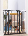 Home Accents Extra Tall Designer Baby Gate – Stylish Safety for Your Home | Pressure Mount & Walk-Through Door | Secure & Durable Metal Frame with Wood Accents