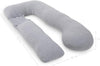 PharMeDoc Pregnancy Pillow, U-Shape (Jersey Grey, Detachable) Full Body Pillow and Maternity Support for Back, Hips, Legs, Belly for Pregnant Women, Jersey Grey