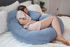 PharMeDoc Pregnancy Pillow with Dark Grey Cooling Cover, C-Shape Full Body Pillow and Maternity Support - Support for Back, Hips, Legs, Belly for Pregnant Women