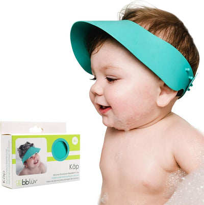 BBLUV Käp Silicone Shampoo Repellent Cap – Aqua | Adjustable, Soft & Waterproof Bath Visor for Babies & Toddlers | No More Tears, Protects Eyes & Ears
