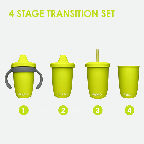 bblüv – Küp - 4-in-1 Durable Spill-Proof Transition Sippy Cup for Toddlers and Children - Food-Grade Silicone Baby Cup, 240 ml, Lime