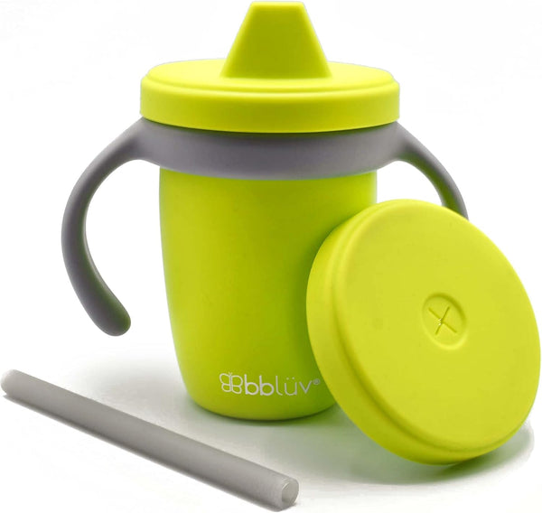 bblüv – Küp - 4-in-1 Durable Spill-Proof Transition Sippy Cup for Toddlers and Children - Food-Grade Silicone Baby Cup, 240 ml, Lime