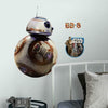 Star Wars Bb 8 Peel and Stick Wall Decals | Removable Repositionable Stickers | Easy Damage-Free Wall Art for Kids Bedroom Nursery Playroom