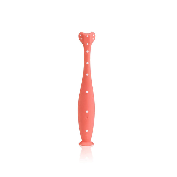Frida Baby Training Toothbrush | Toddler Toothbrush for 18-24 Months, Easy-Grip Handle, Triple Angle Bristles, Soft Toothbrush Bristles, Stay-Put Suction Cup | Pink